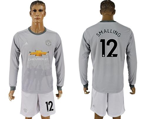 Manchester United #12 Smalling Sec Away Long Sleeves Soccer Club Jersey - Click Image to Close